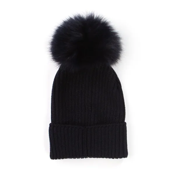 Moncler Blue Wool Beanie For Girl