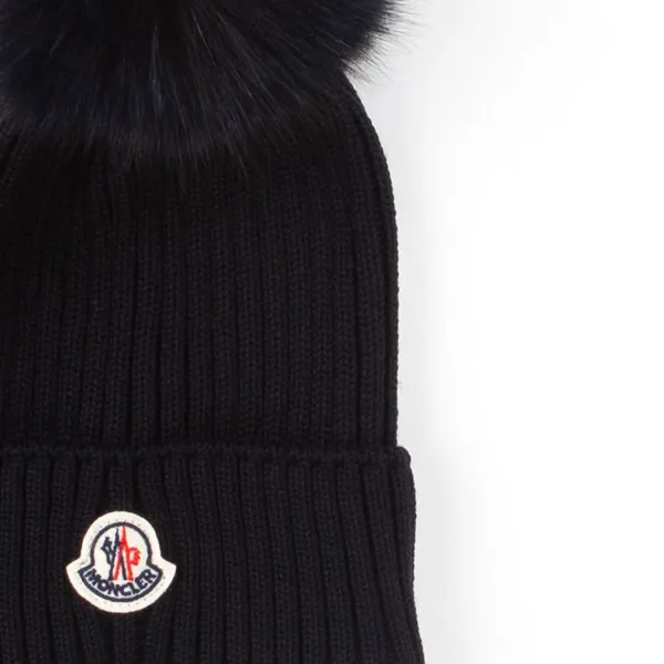 Moncler Blue Wool Beanie For Girl