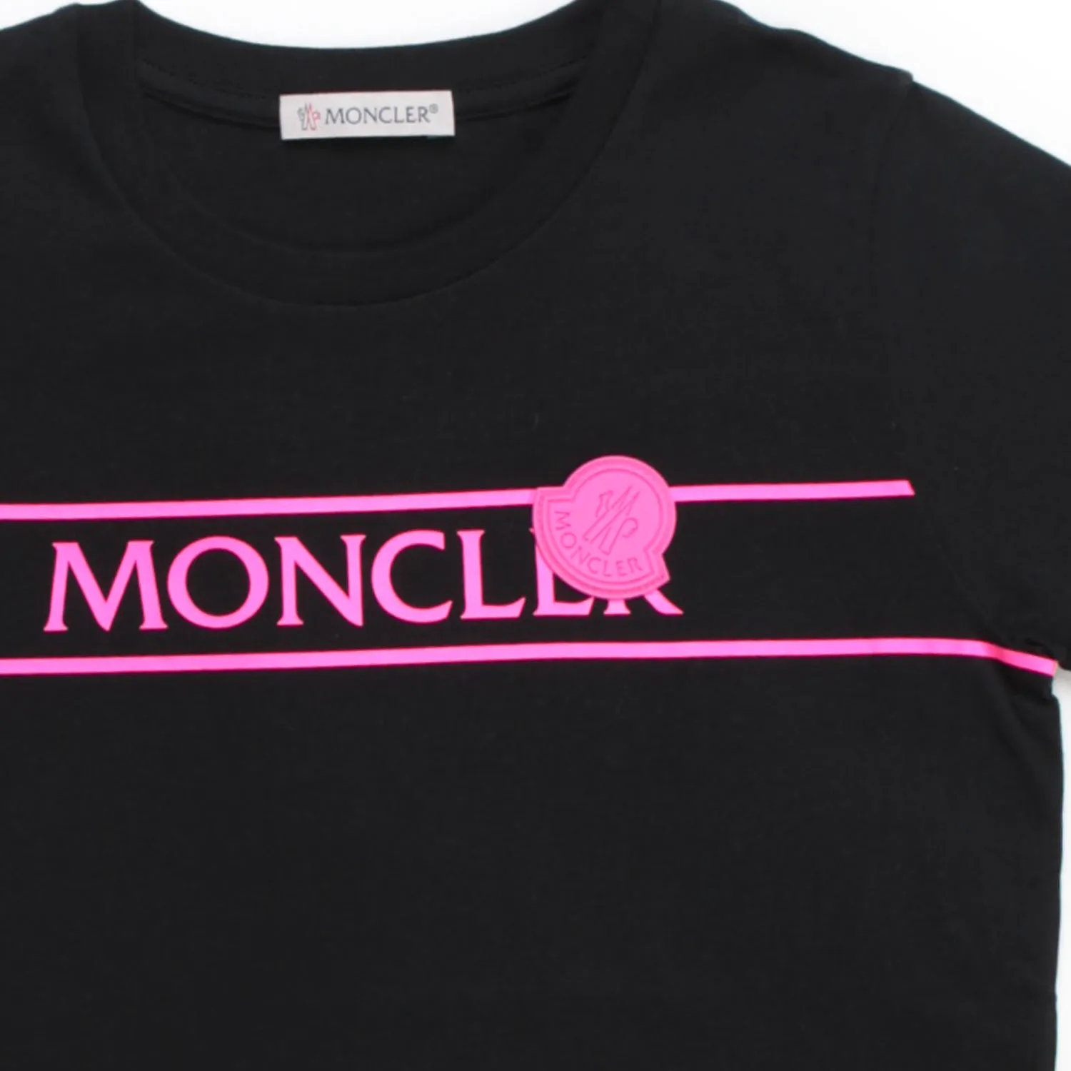 Moncler Girl Black T-Shirt With Logo 01