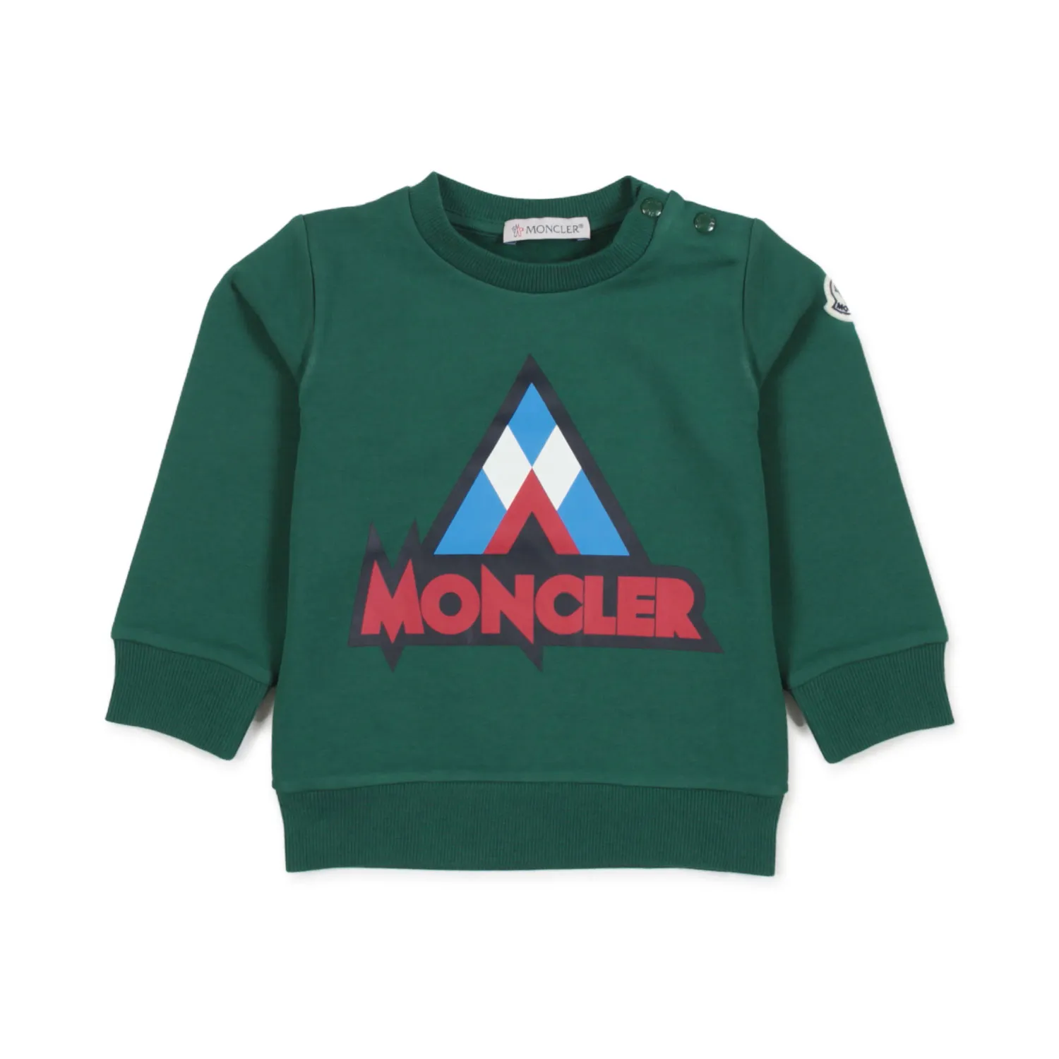 Moncler Green Sweatshirt With Graphic Logo For Children