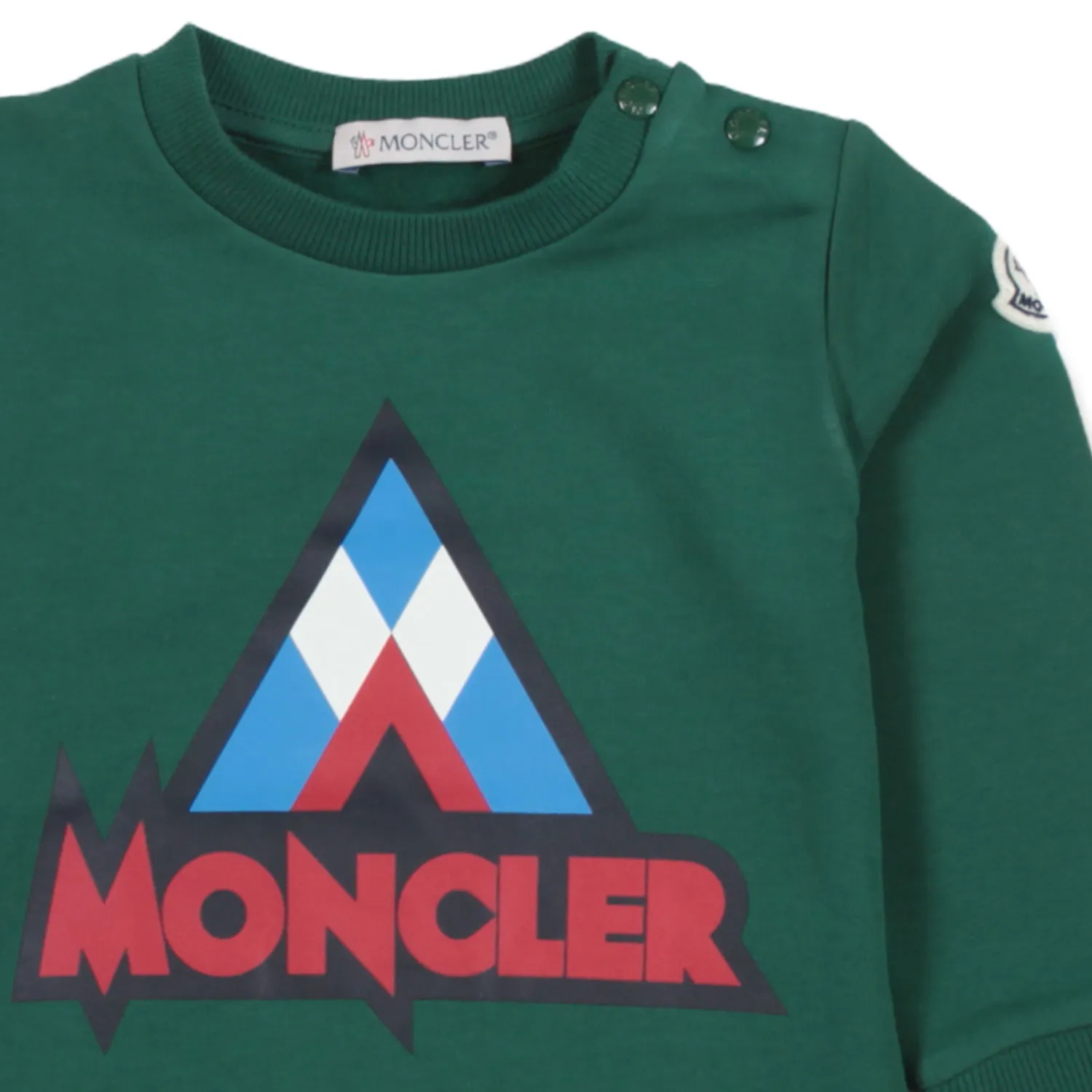 Moncler Green Sweatshirt With Graphic Logo For Children