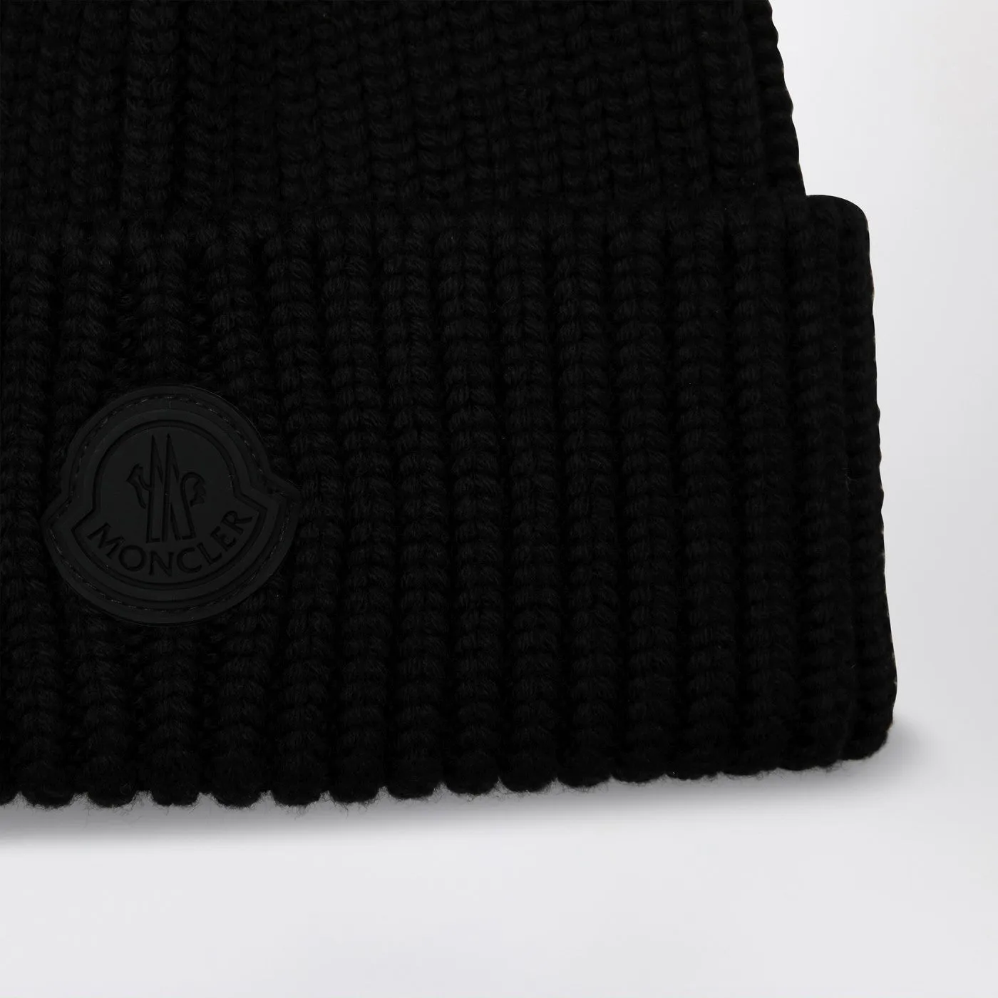 Moncler    Moncler Black Wool Beanie With Logo