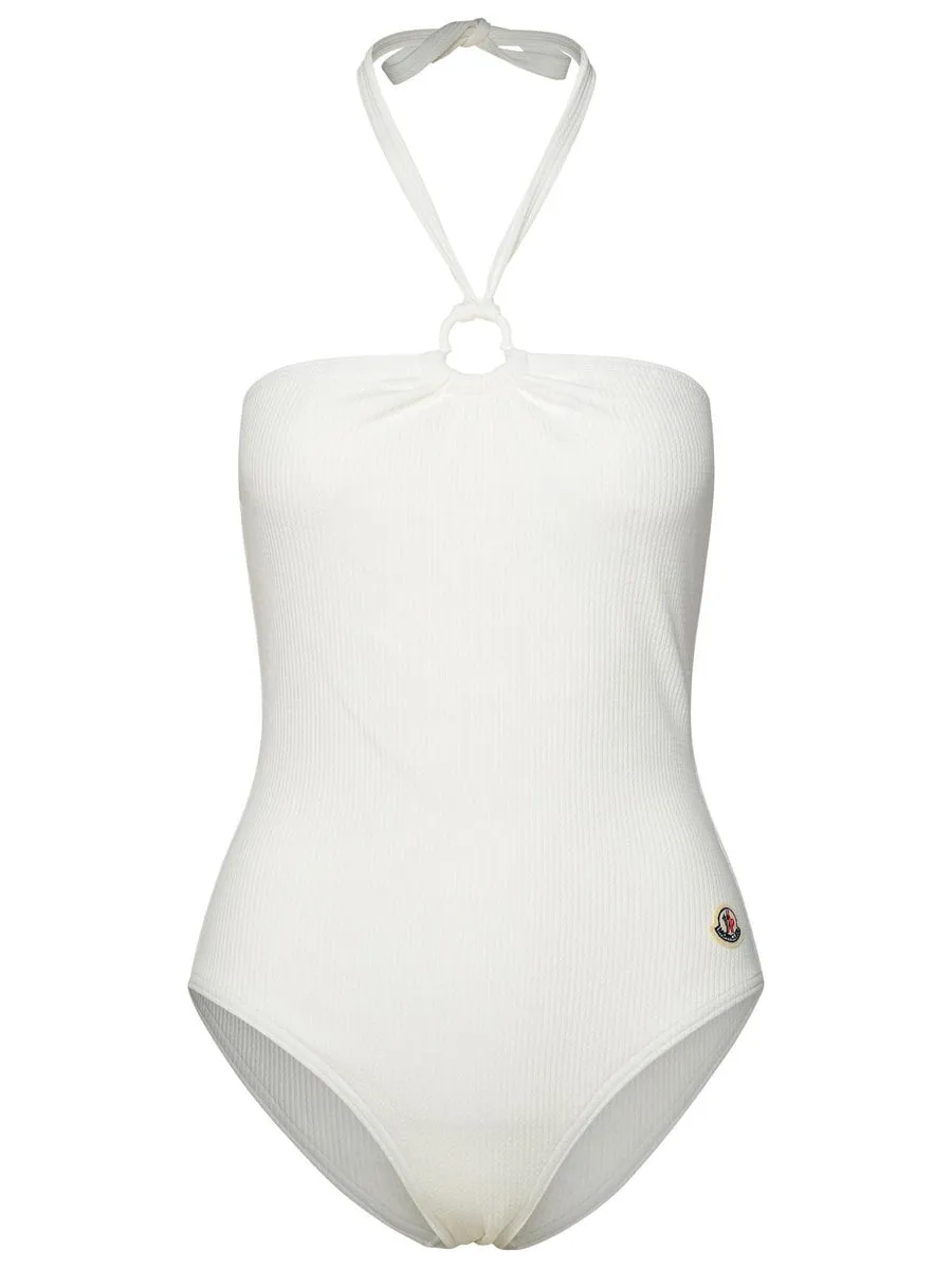 Moncler    Moncler One Piece Swimsuit In White Polyamide Blend