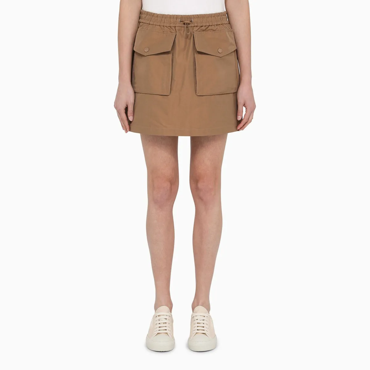 Moncler    Moncler Sand Colored Cotton Blend Miniskirt