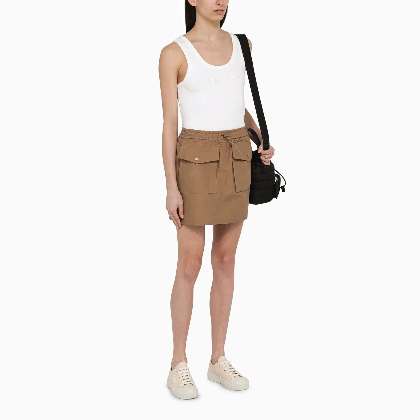 Moncler    Moncler Sand Colored Cotton Blend Miniskirt