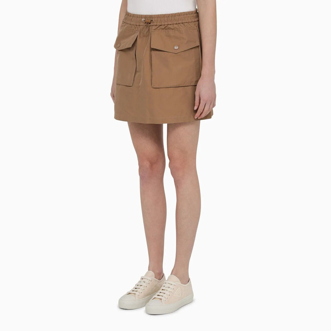 Moncler    Moncler Sand Colored Cotton Blend Miniskirt