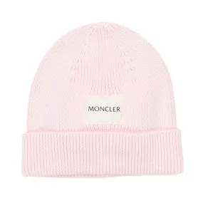 Moncler Pink Cotton Beanie For Baby Girl