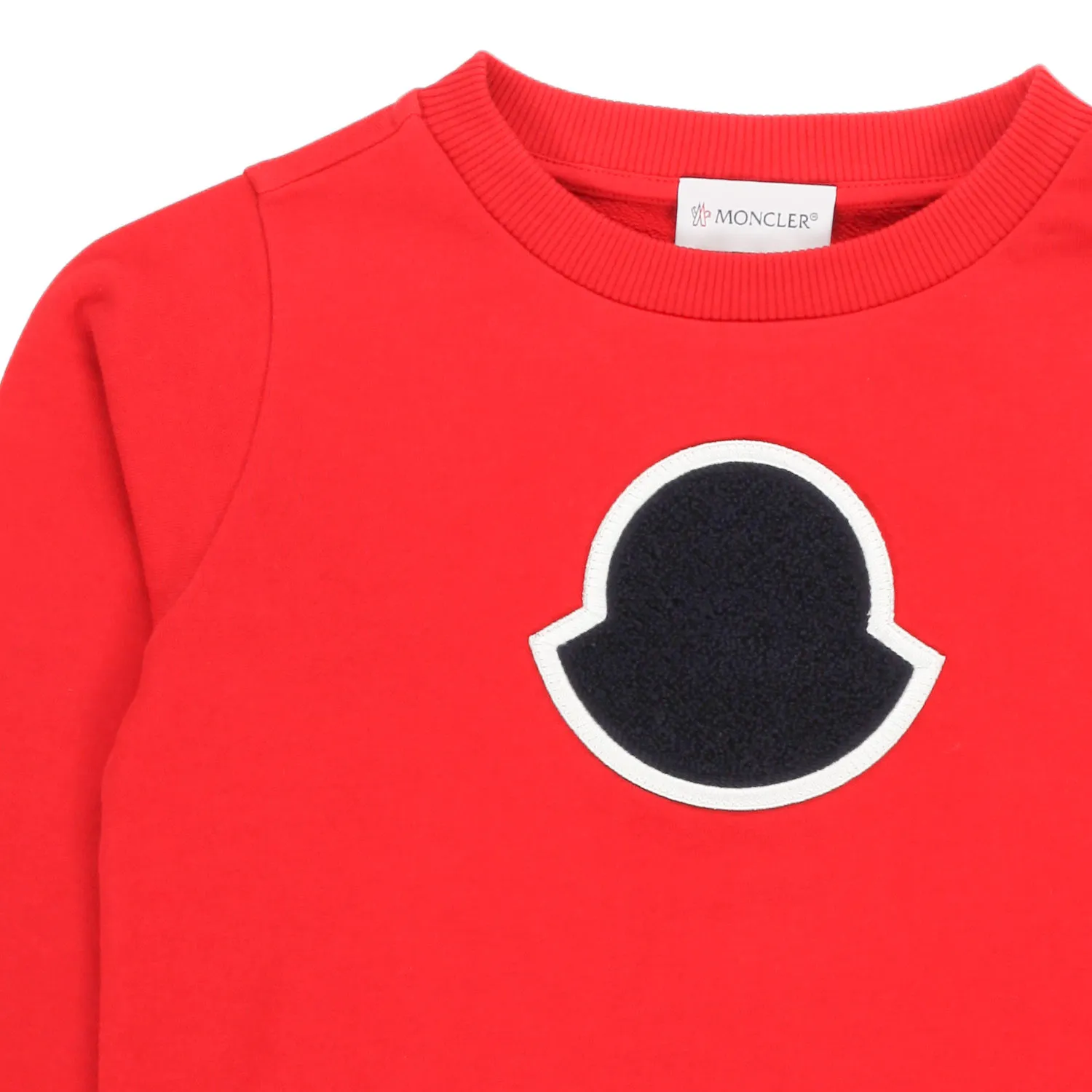 Moncler Red Sweatshirt With Black Patch For Kids And Teen