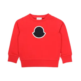 Moncler Red Sweatshirt With Black Patch For Kids And Teen