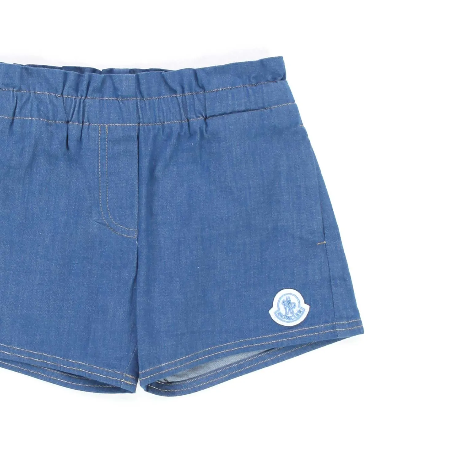 Moncler Unisex Blue Chambray Shorts For Baby