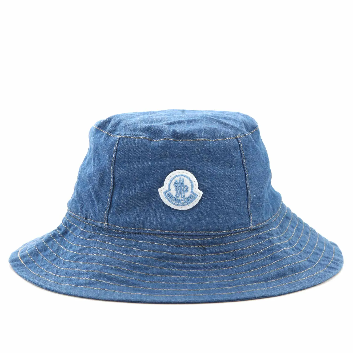 Moncler Unisex Blue Denim Bucket Hat For Baby