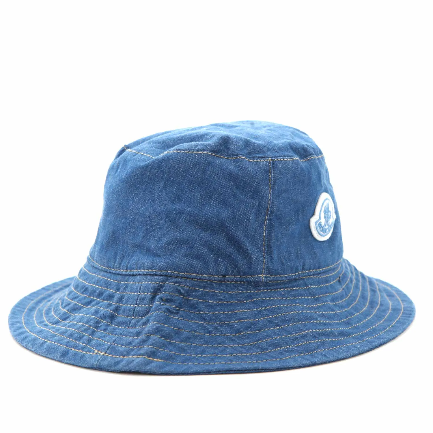 Moncler Unisex Blue Denim Bucket Hat For Baby