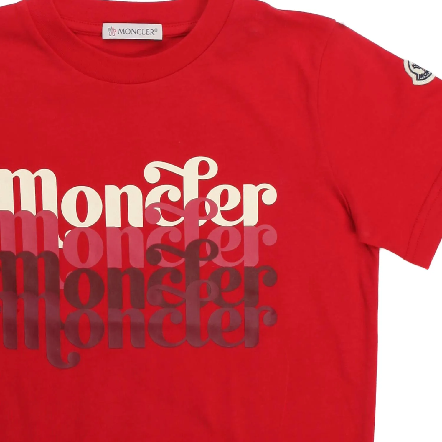 Moncler Unisex Logo Print Red Cotton T-Shirt