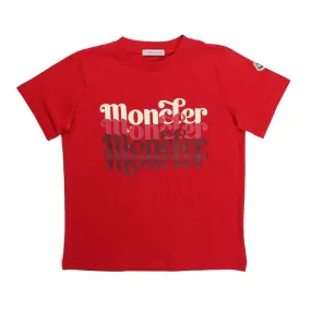 Moncler Unisex Logo Print Red Cotton T-Shirt