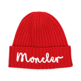 Moncler Unisex Red Beanie With Logo 01