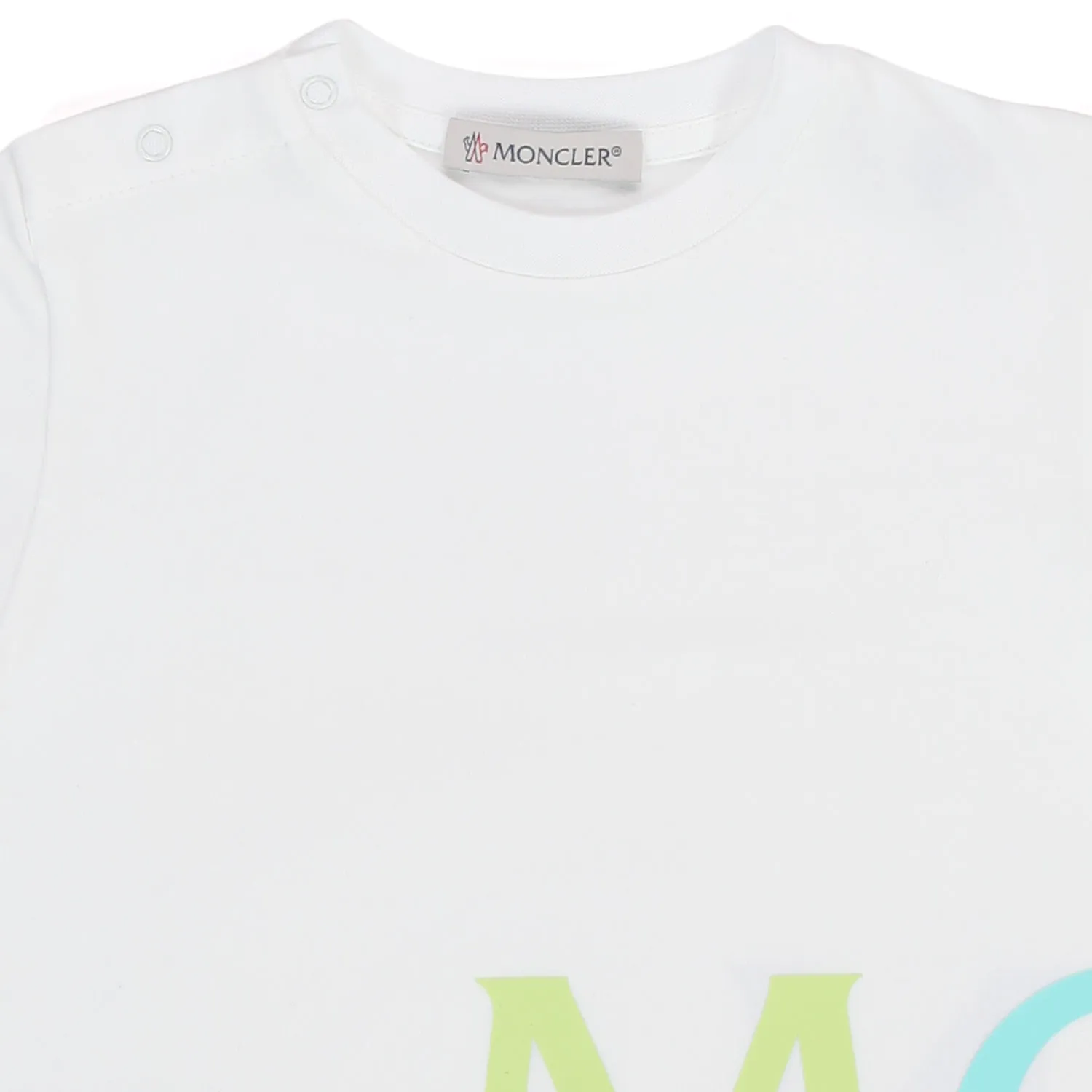 Moncler White Baby T-Shirt With Multicolor Lettering