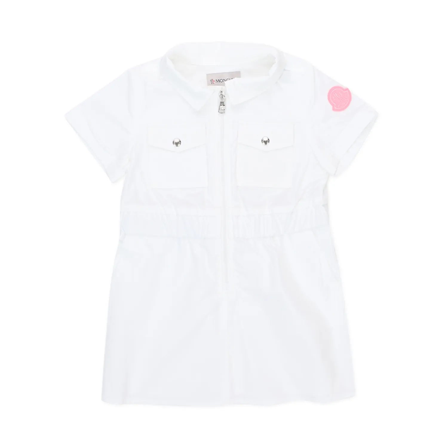 Moncler White Dress With Zip For Baby Girl