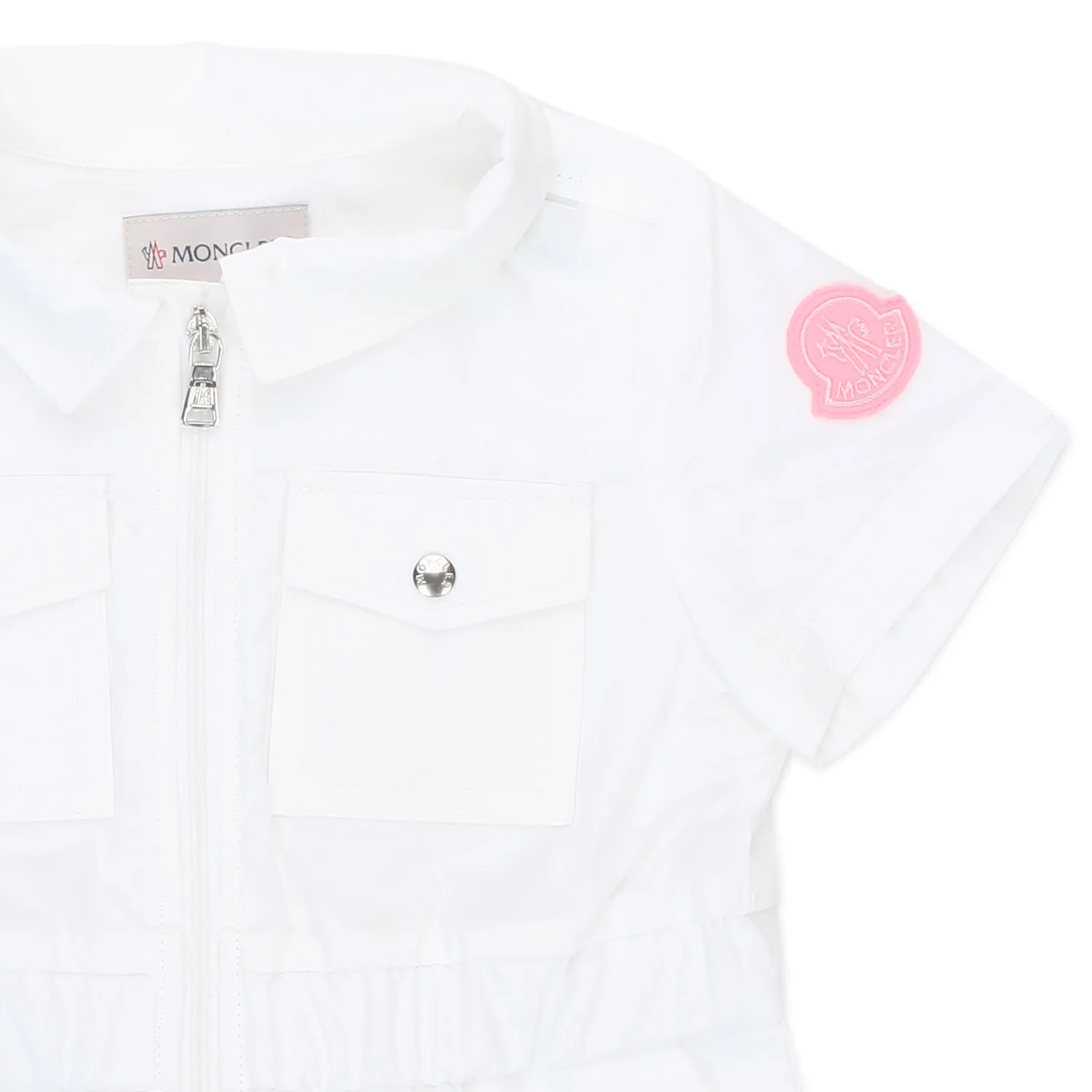 Moncler White Dress With Zip For Baby Girl