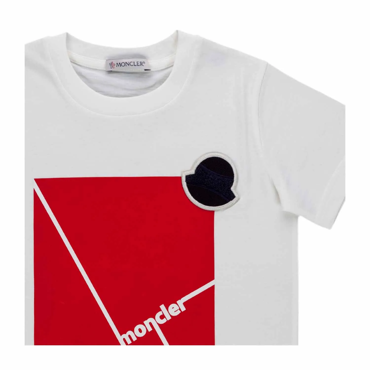 Moncler White Logo Print T-Shirt For Boy