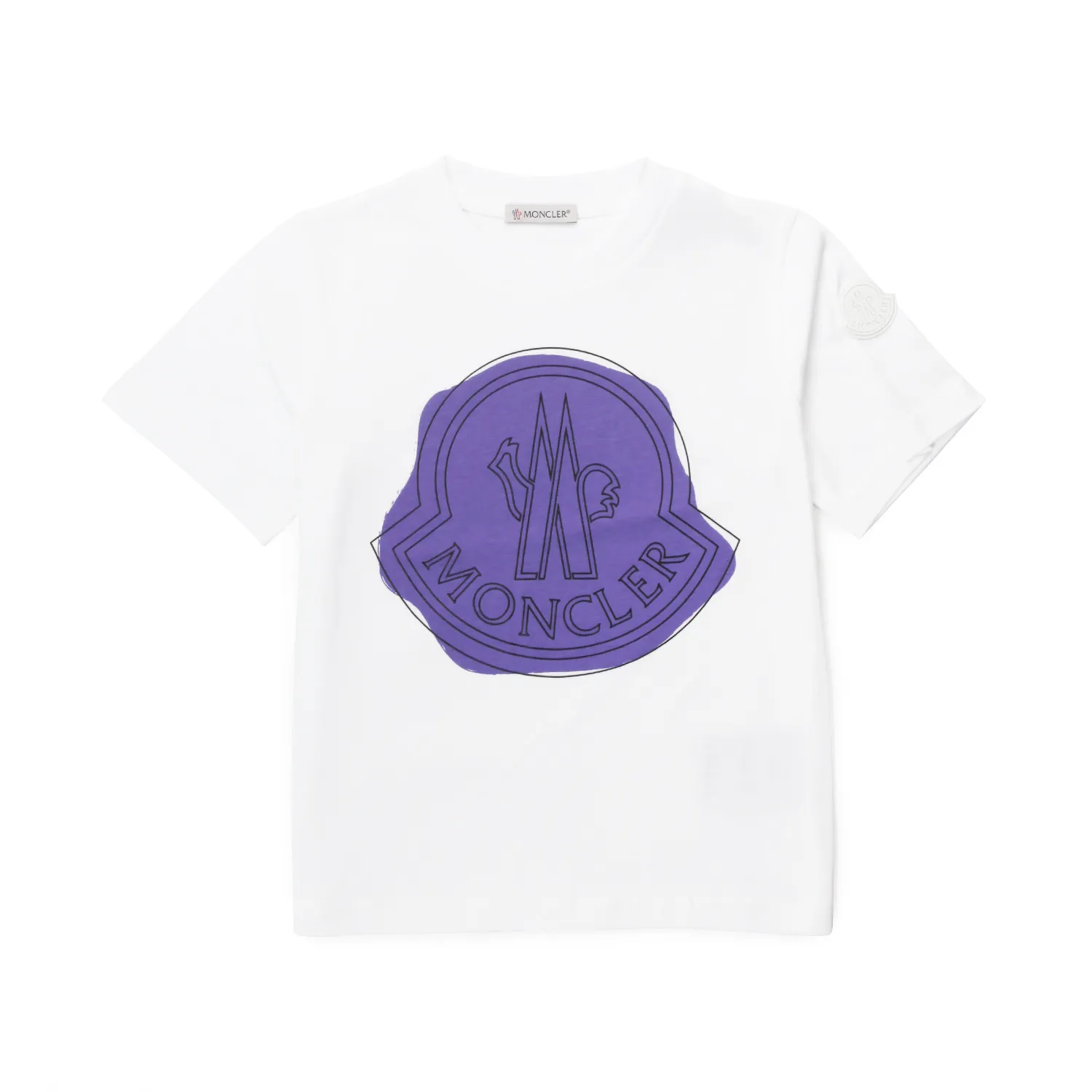 Moncler White T-Shirt With Purple Logo For Children And Teen