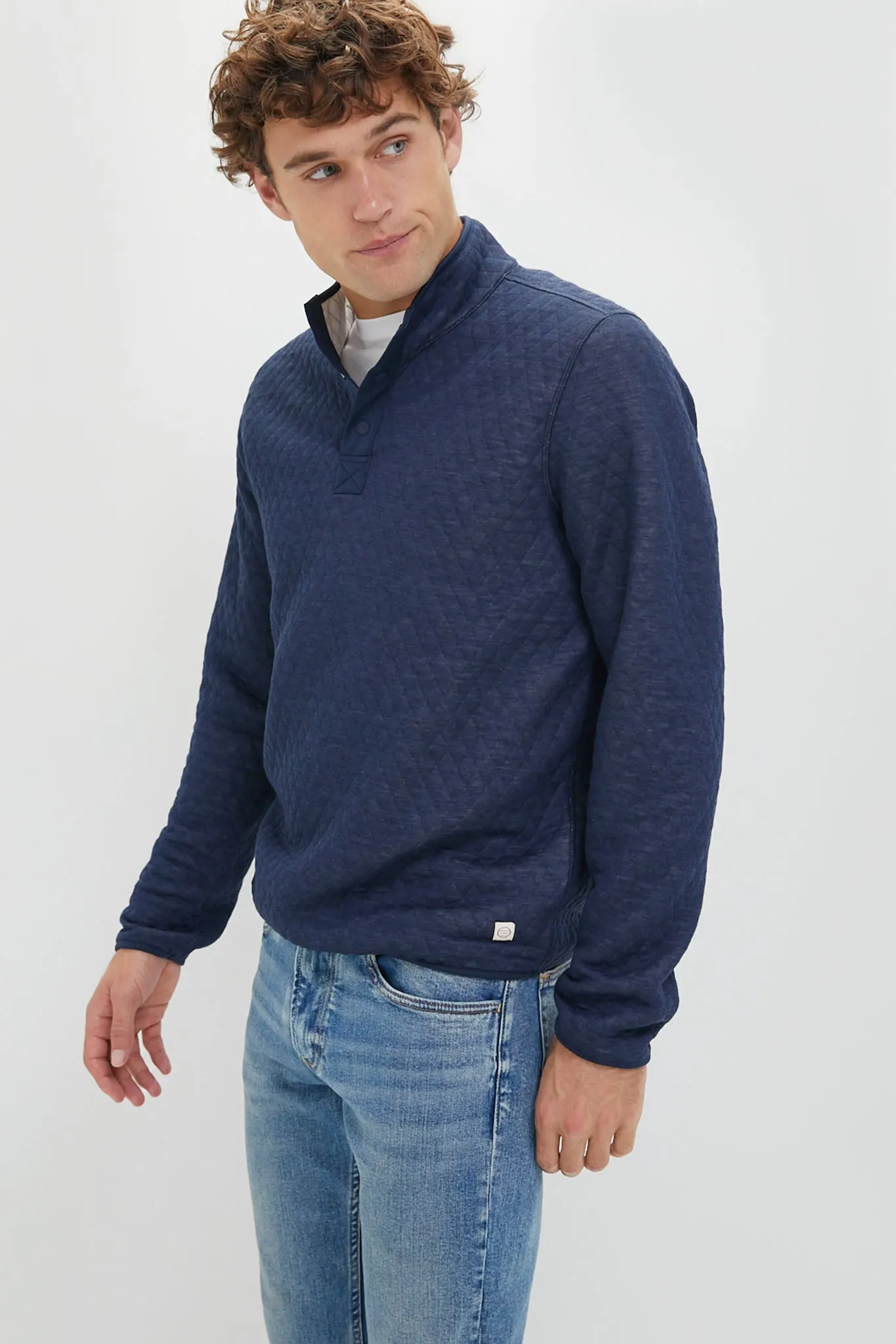 Navy Oat Corbet Reversible Pullover