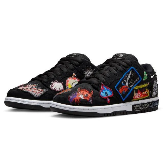 Neckface x nike dunk low pro sb (black/ white/ multi-color halloween) men us 8-13 dq4488-001