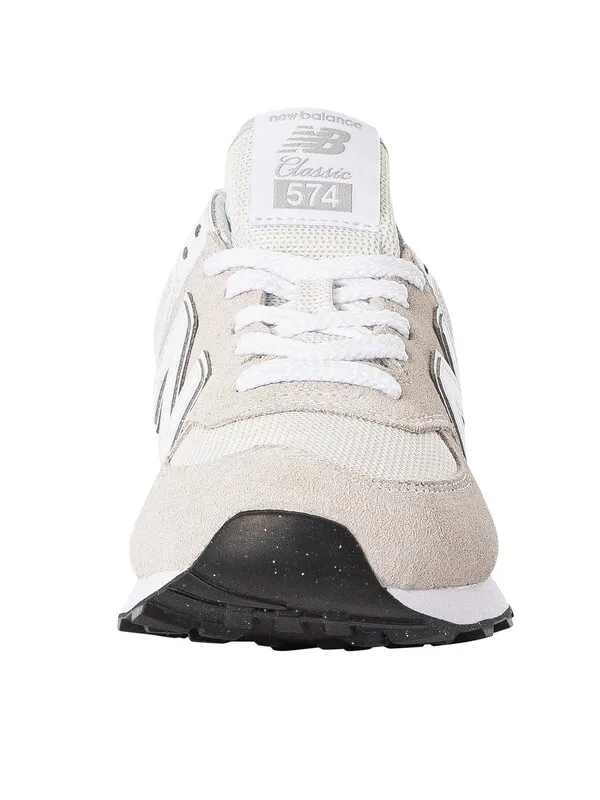 New Balance 574 Suede Trainers - Nimbus Cloud/White