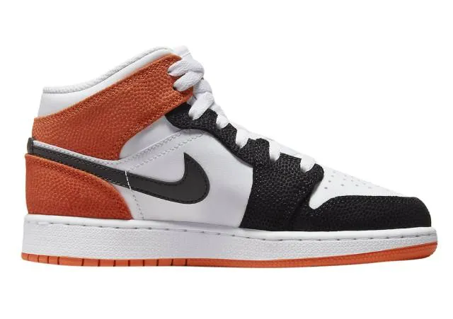 Nike air jordan 1 mid gs white black orange brand new. white/black-orange. dq8390-100.