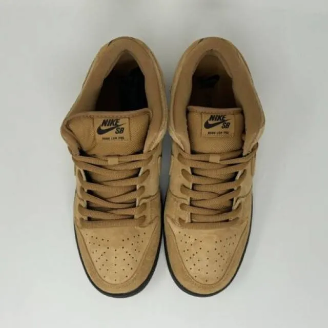 Nike sb dunk low pro wheat mocha flax brown men's size 9.5 women's 11 bq6817-204