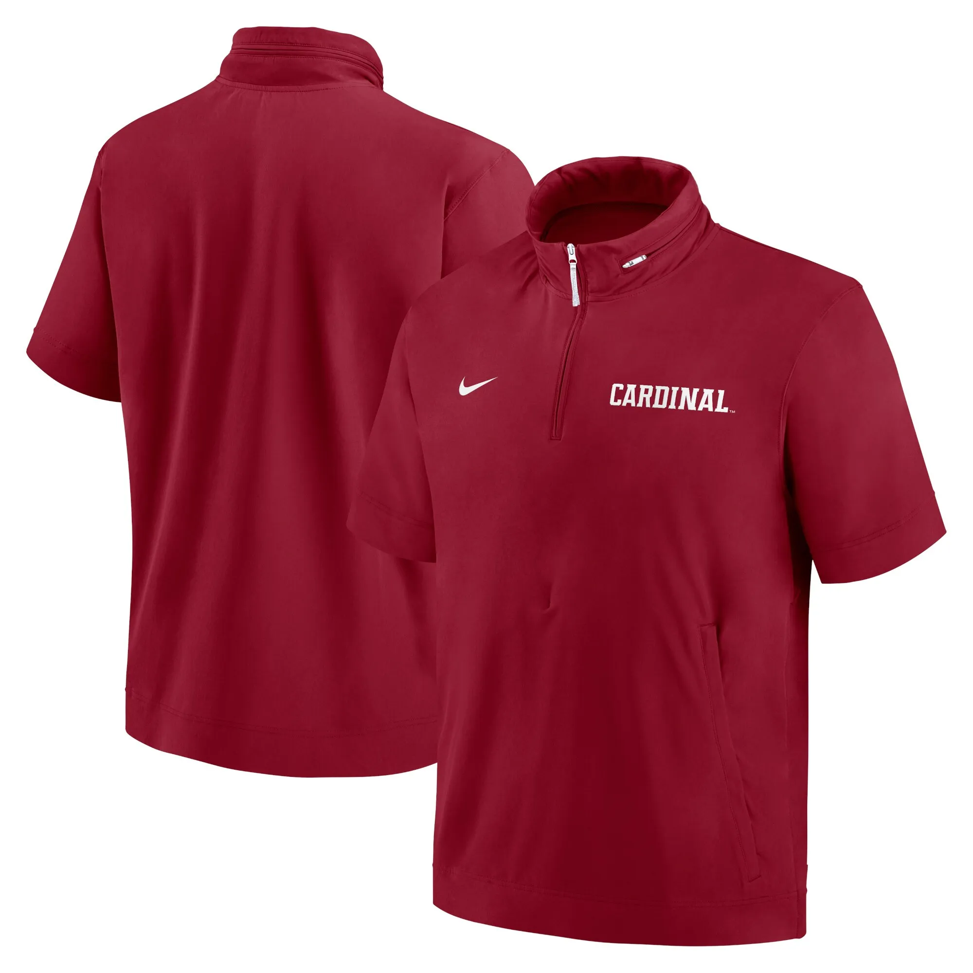 Nike Stanford Cardinal Cardinal 2024 Sideline Coach Short Sleeve Half-Zip Hoodie JacketJacket