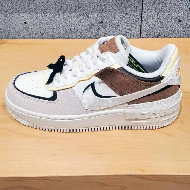 Nike wmns air force 1 shadow 'black bow' white/tan-grey fb1857-111