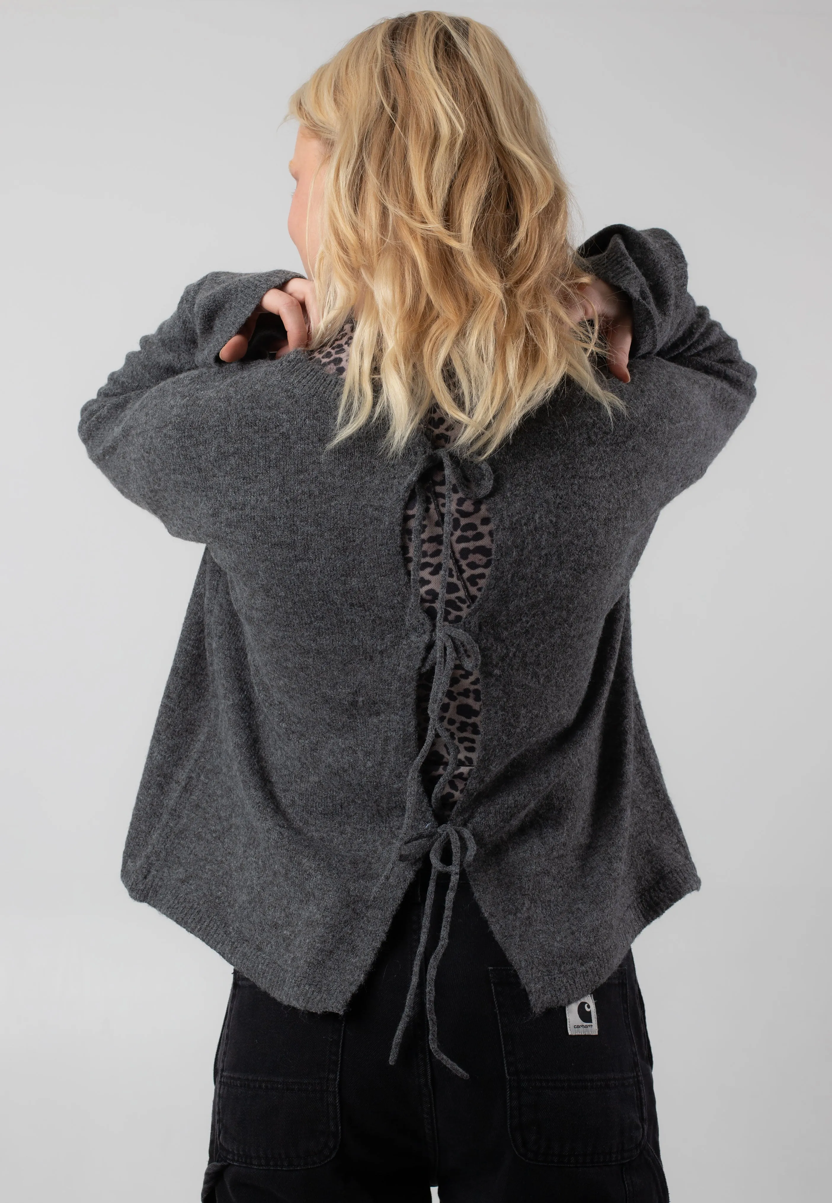 Noisy May - Beau Reversible Tie Dark Grey Melange - Pullover