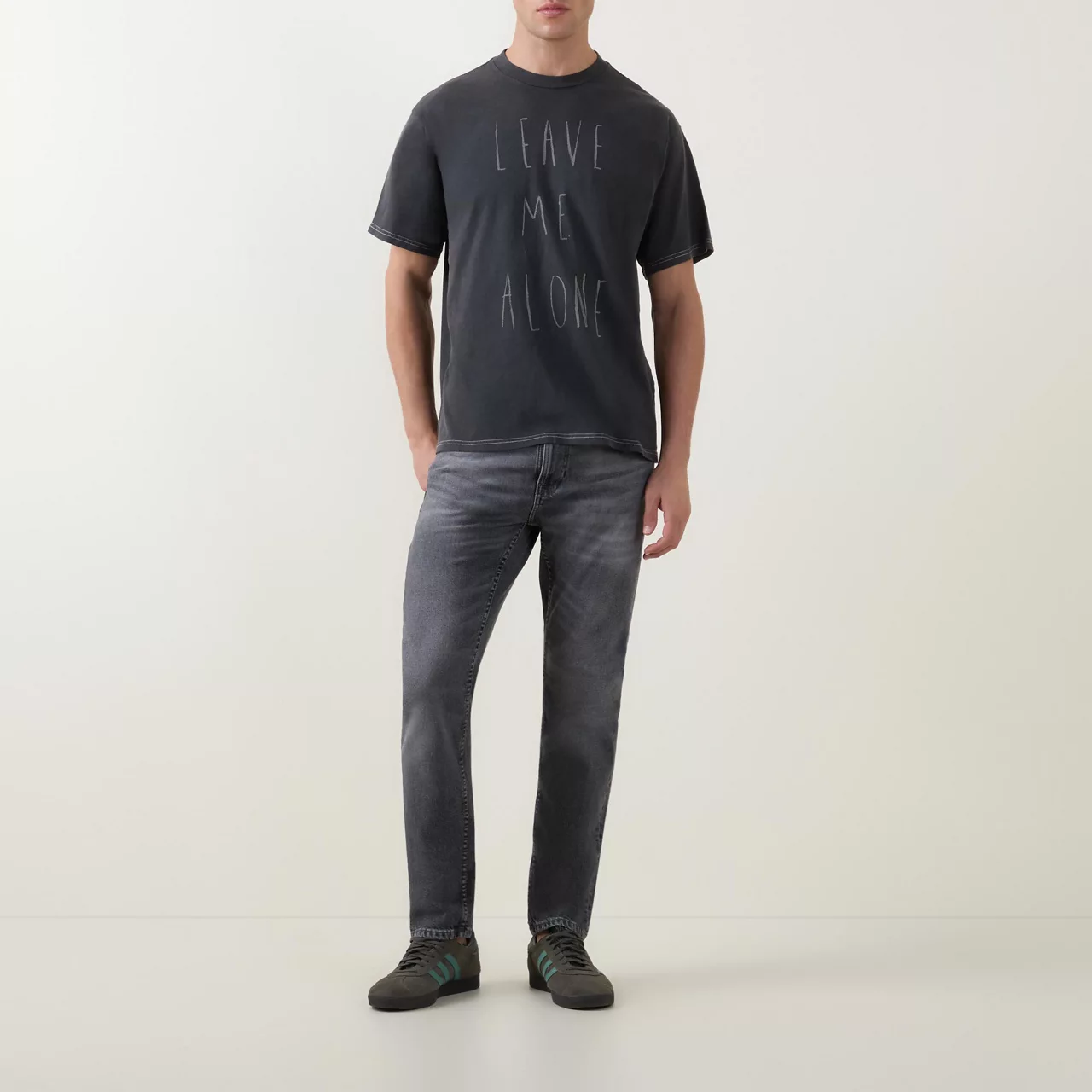 NUDIE JEANS The Sustainable Edit Leave Me Alone T-Shirt - Dark Grey