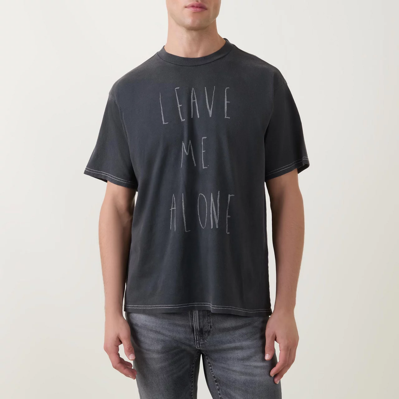 NUDIE JEANS The Sustainable Edit Leave Me Alone T-Shirt - Dark Grey