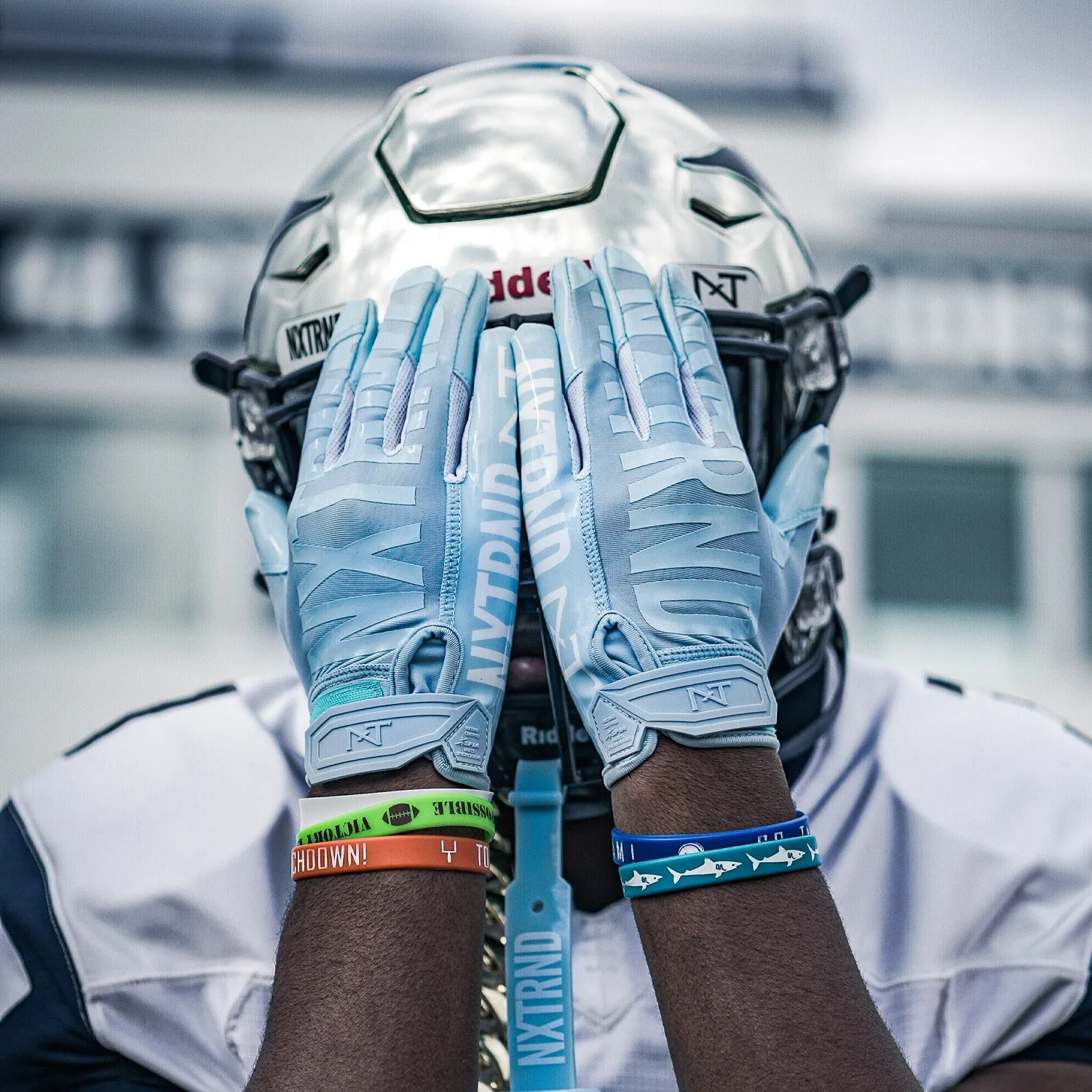 NXTRND G1 Football Gloves Columbia Blue