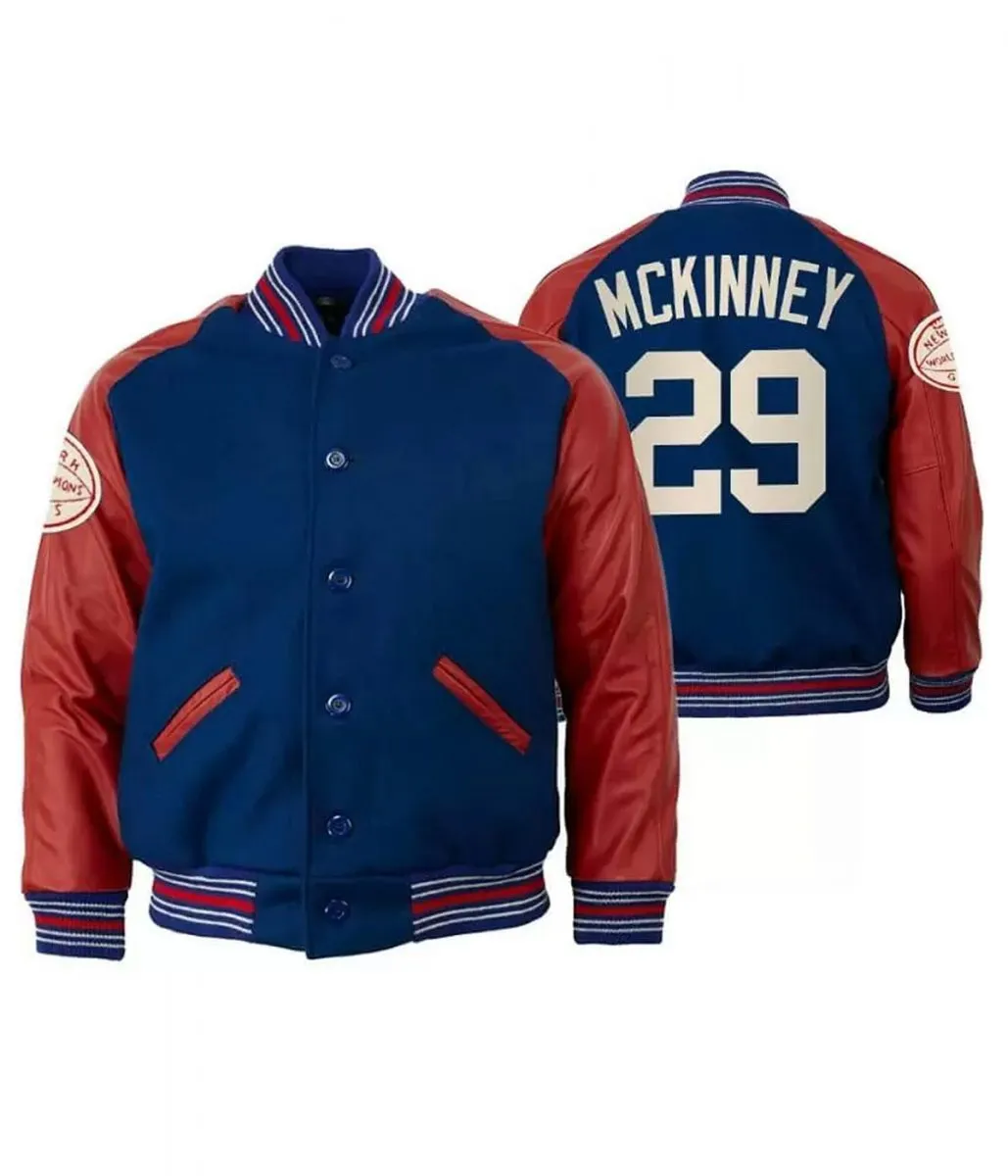 NY Giants Xavier Mckinney Varsity Red and Blue Jacket