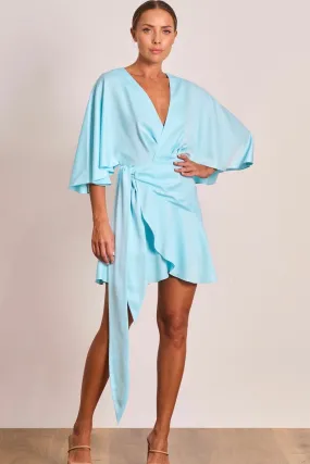 Pasduchas Lucia Wrap Mini Dress - Sea Mist