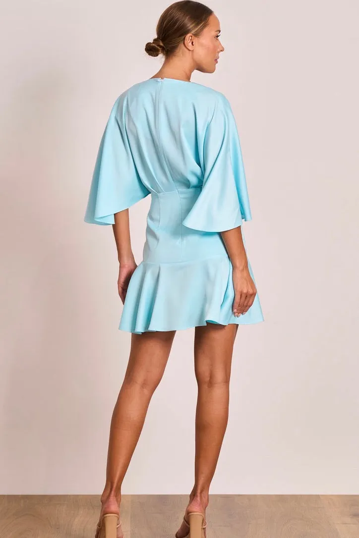 Pasduchas Lucia Wrap Mini Dress - Sea Mist