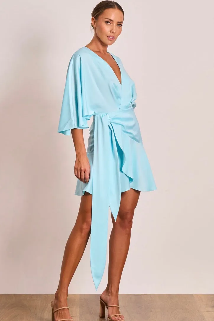 Pasduchas Lucia Wrap Mini Dress - Sea Mist