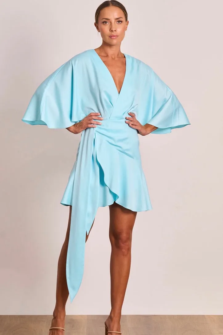 Pasduchas Lucia Wrap Mini Dress - Sea Mist