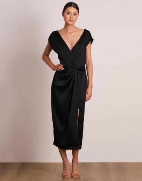 ----Pasduchas   ----Luminous Wrap Midi Dress, Black ---