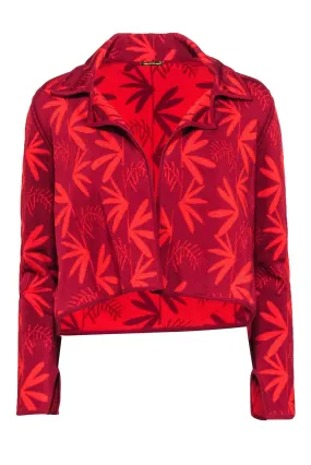 Pepa Pombo - Red Print Knit Open Front Jacket Sz M