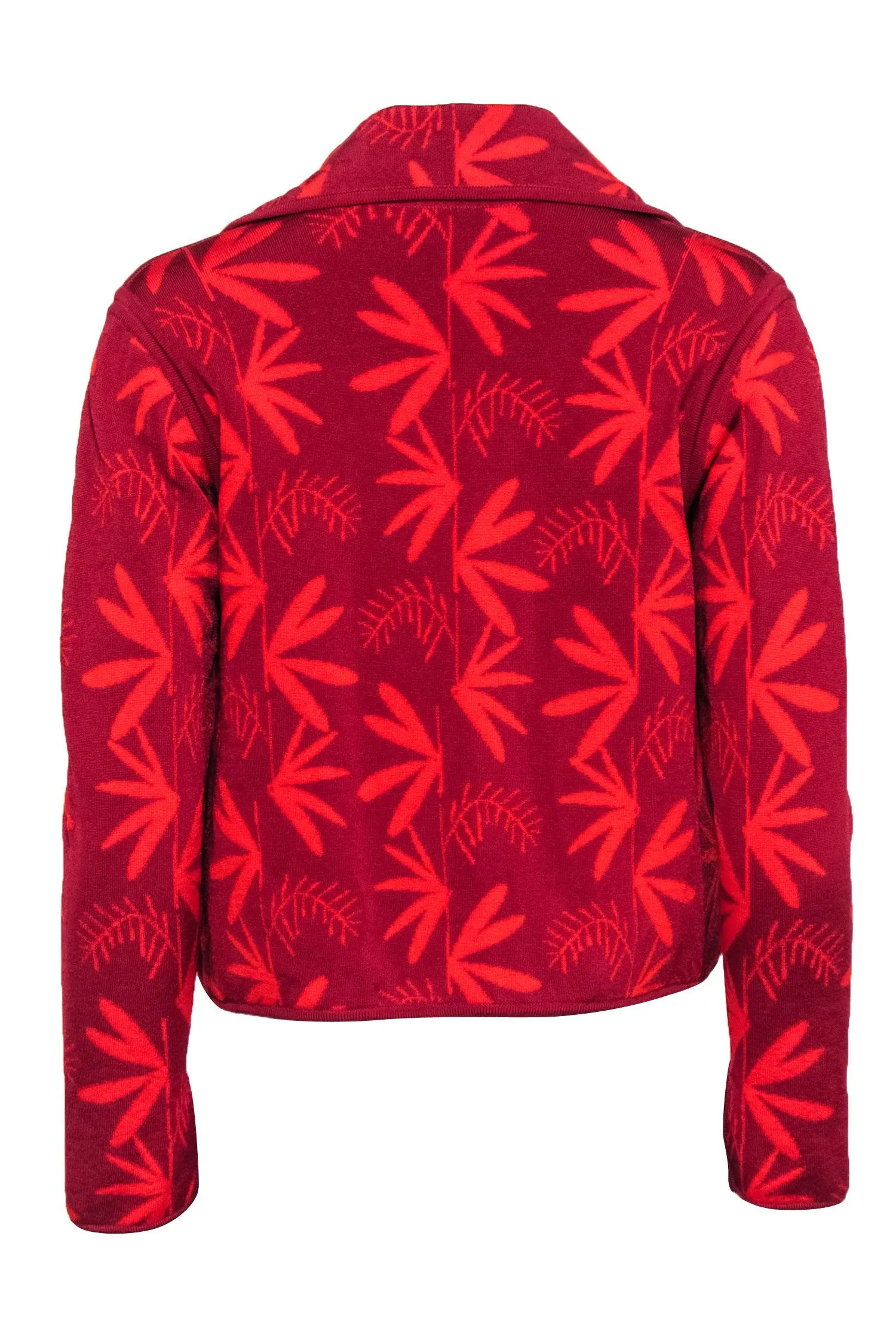 Pepa Pombo - Red Print Knit Open Front Jacket Sz M