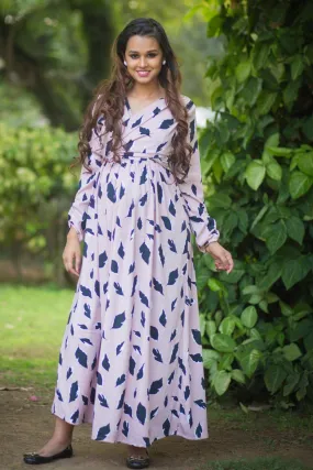 Petal Print Crepe Maternity & Nursing Wrap Dress