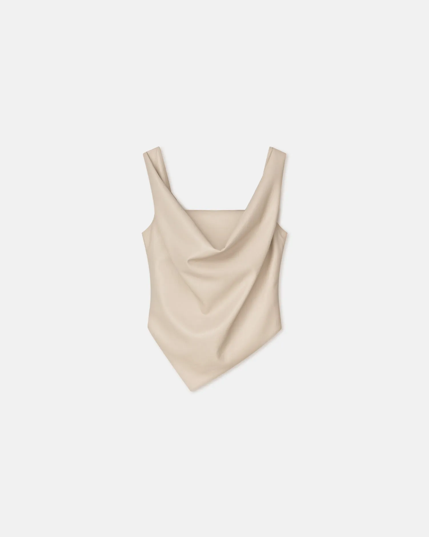 Petra - Sleeveless Draped Okobor Top - Creme