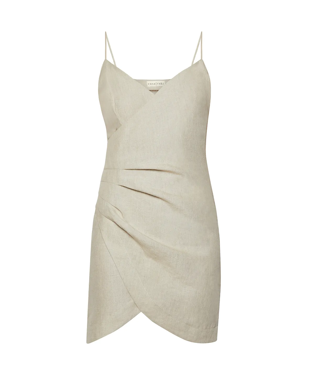 Pia Wrap Linen Mini Dress in Flax