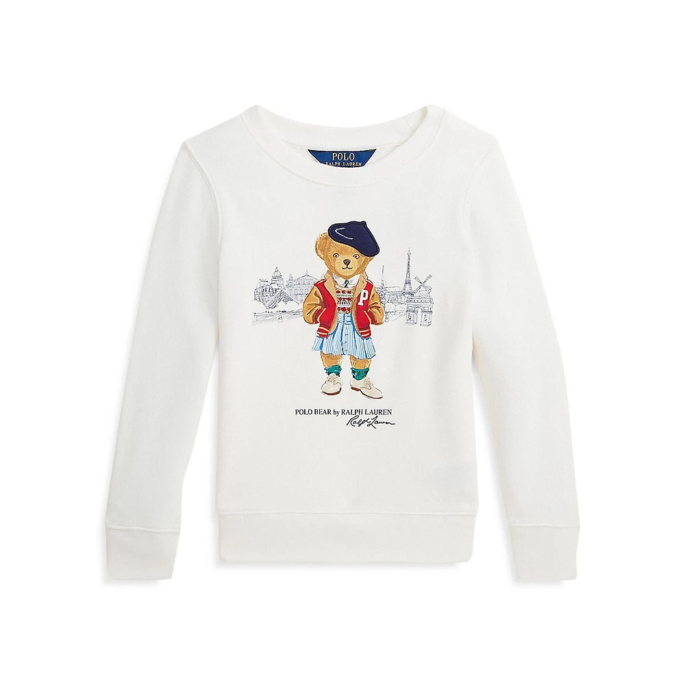 Polo Ralph Lauren Little Girl's Polo Bear Paris Terry Sweatshirt