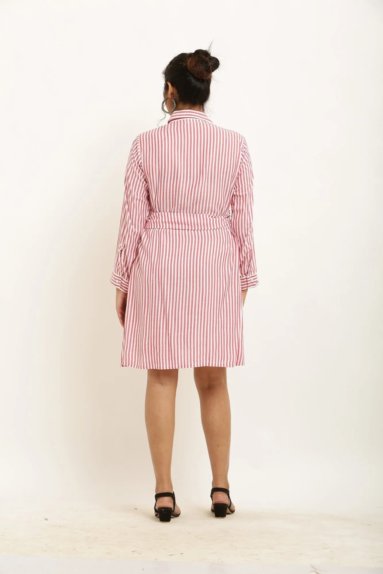 Poppy Red Striped Maternity & Nursing Wrap Shirt Dress