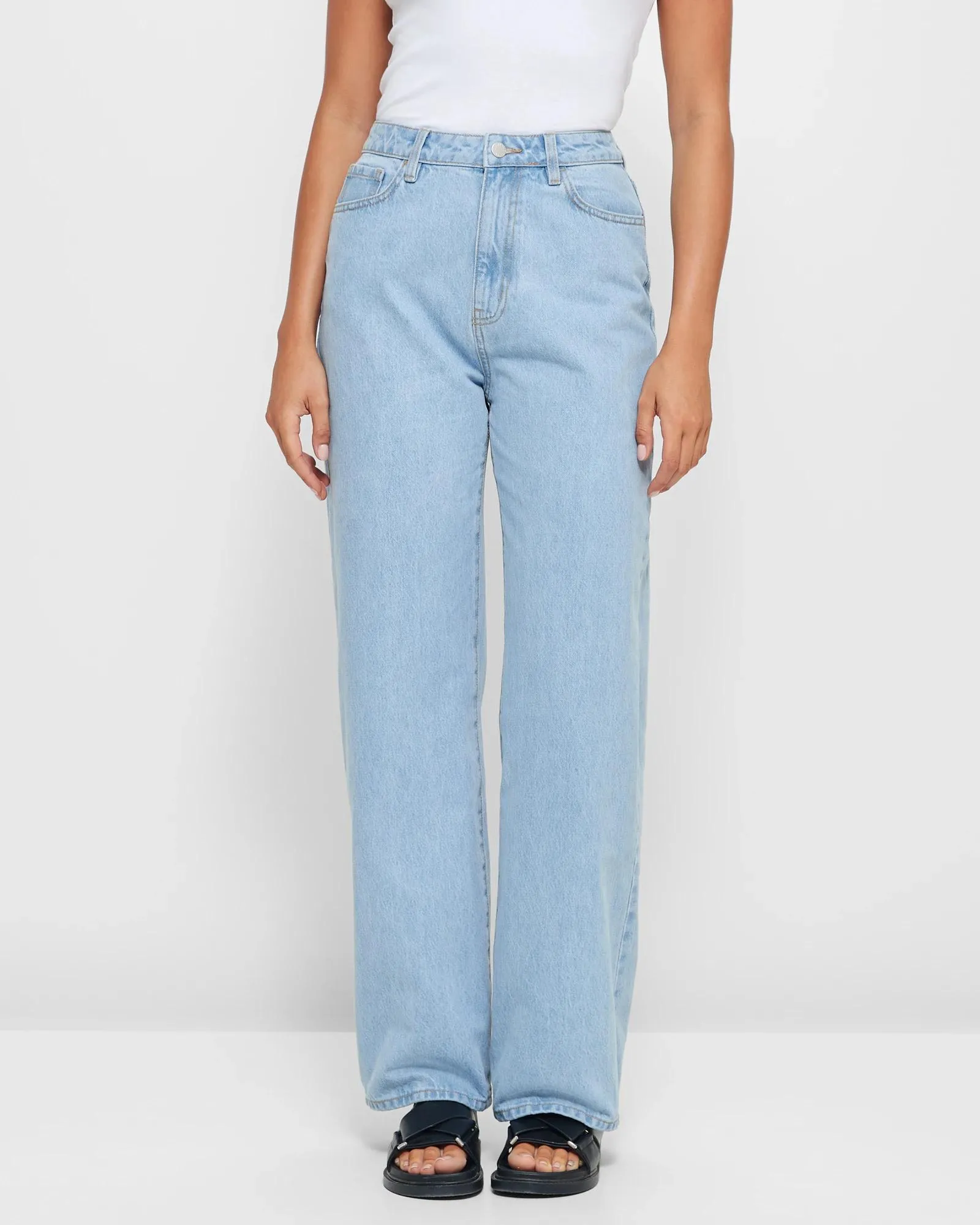 popular  High Rise Wide Leg Denim Jeans - Lily Loves - Light Blue Wash