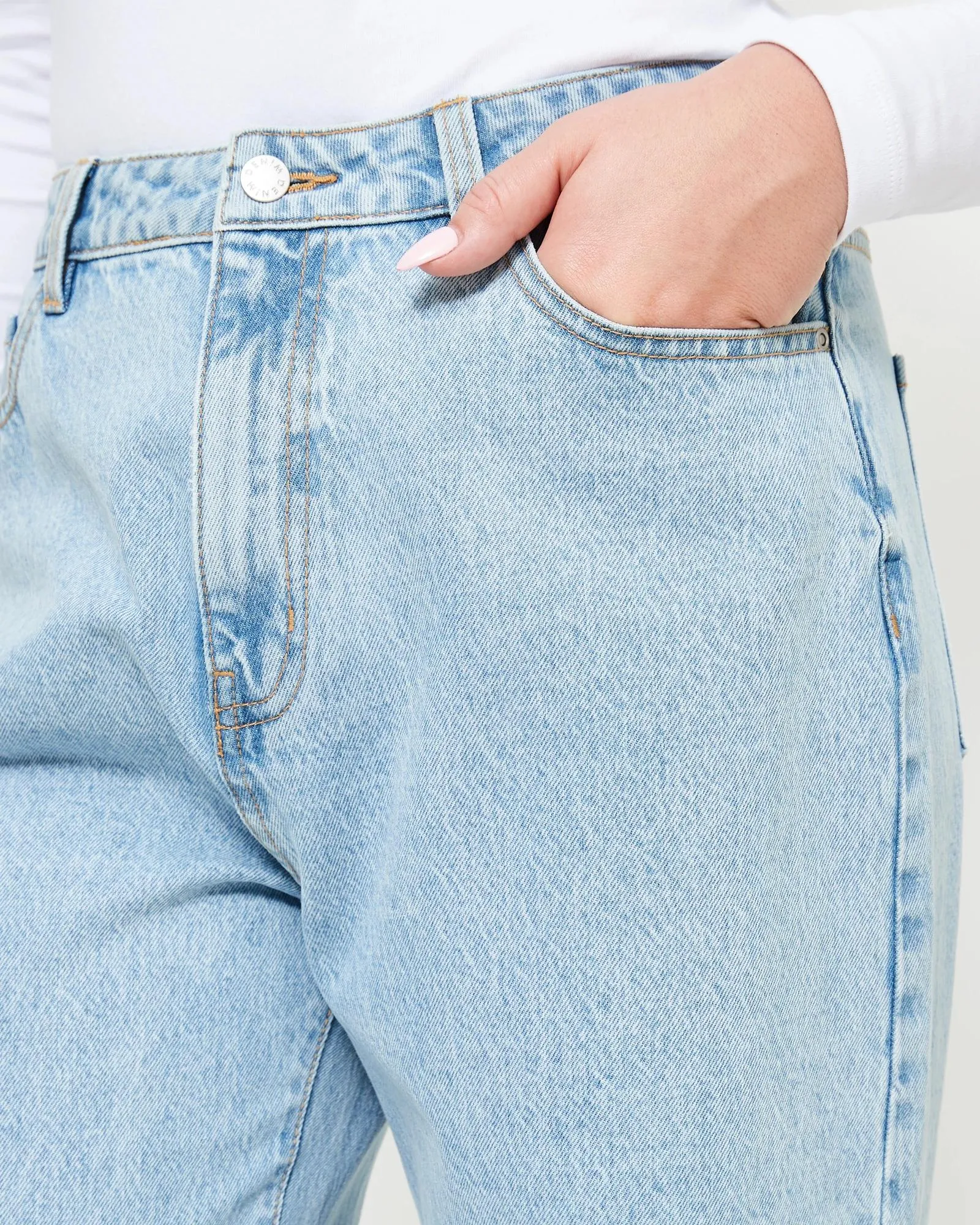 popular  High Rise Wide Leg Denim Jeans - Lily Loves - Light Blue Wash